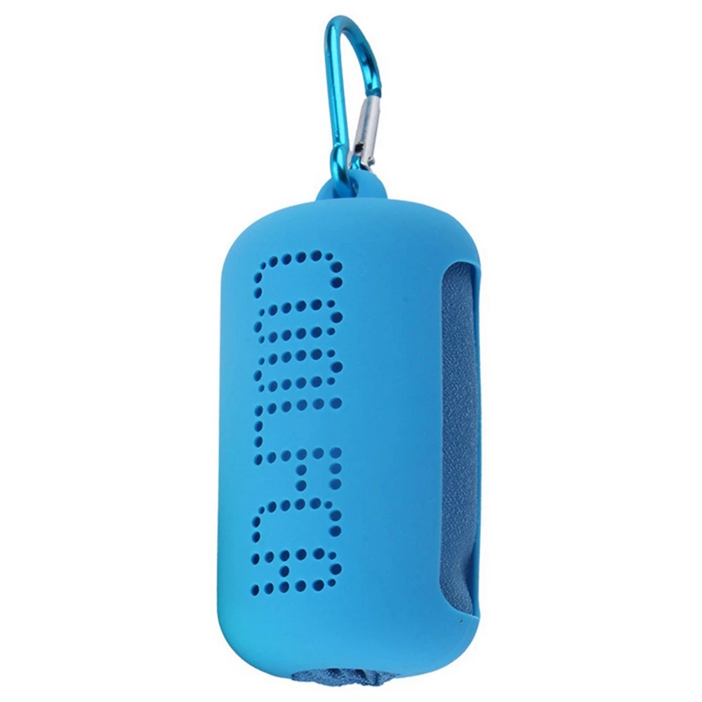 Portable Quick-drying Cooling Towel Superfine Fiber With Silicone Sleeve For Travel Outdoor Fitness 30 x 100cm - Blue 2 Portable Quick-drying Cooling Towel Superfine Fiber With Silicone Sleeve For Travel Outdoor Fitness 30 x 100cm - Blue - Image 2