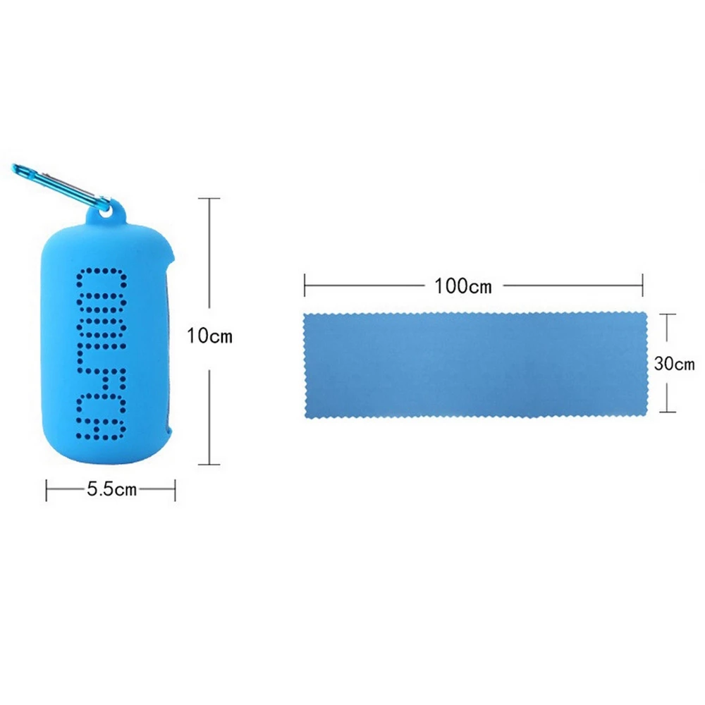 Portable Quick-drying Cooling Towel Superfine Fiber With Silicone Sleeve For Travel Outdoor Fitness 30 x 100cm - Blue 3 Portable Quick-drying Cooling Towel Superfine Fiber With Silicone Sleeve For Travel Outdoor Fitness 30 x 100cm - Blue - Image 3