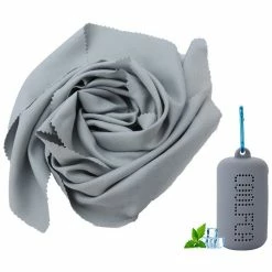 Portable Quick-drying Cooling Towel Superfine Fiber With Silicone Sleeve For Travel Outdoor Fitness 30 x 100cm - Gray