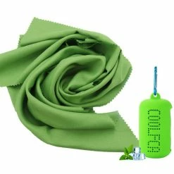 Portable Quick-drying Cooling Towel Superfine Fiber With Silicone Sleeve For Travel Outdoor Fitness 30 x 100cm - Green