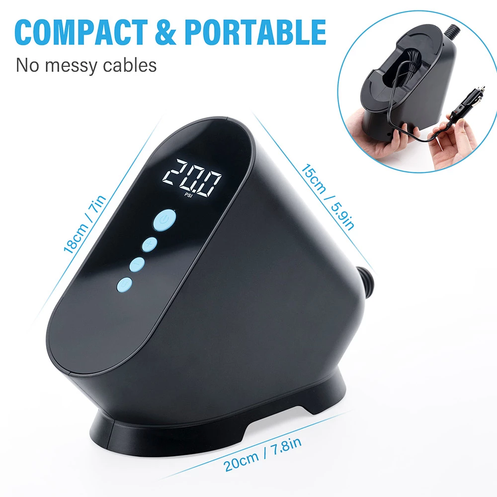 CYCPLUS D10 20PSI SUP Pump Inflatable Air Pump 12V Electronic Air Inflator For Outdoor Paddle Board Kayak Boat Accessory - Black 6 CYCPLUS D10 20PSI SUP Pump Inflatable Air Pump 12V Electronic Air Inflator For Outdoor Paddle Board Kayak Boat Accessory - Black - Image 6