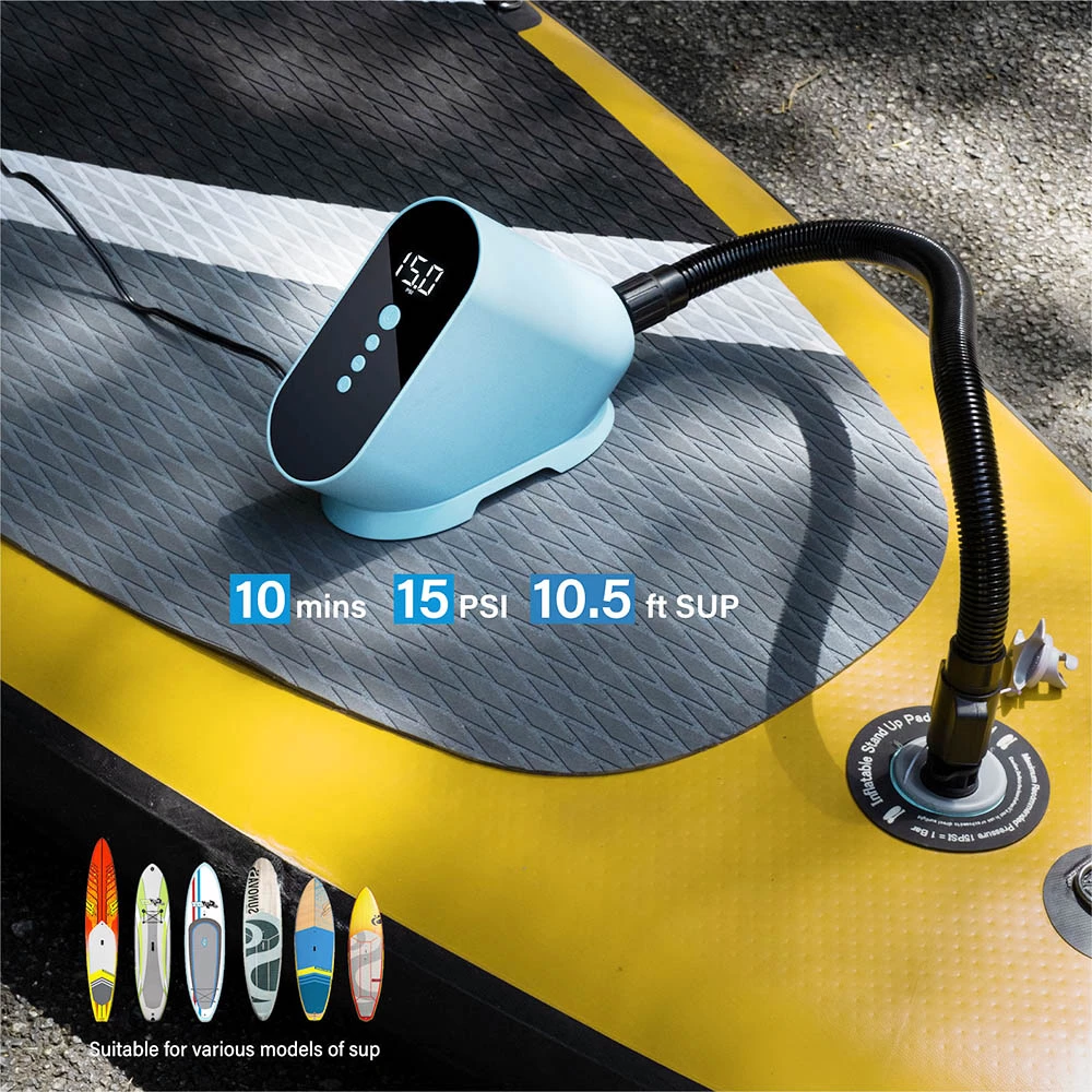 CYCPLUS D10 20PSI SUP Pump Inflatable Air Pump 12V Electronic Air Inflator For Outdoor Paddle Board Kayak Boat Accessory - Blue 2 CYCPLUS D10 20PSI SUP Pump Inflatable Air Pump 12V Electronic Air Inflator For Outdoor Paddle Board Kayak Boat Accessory - Blue - Image 2