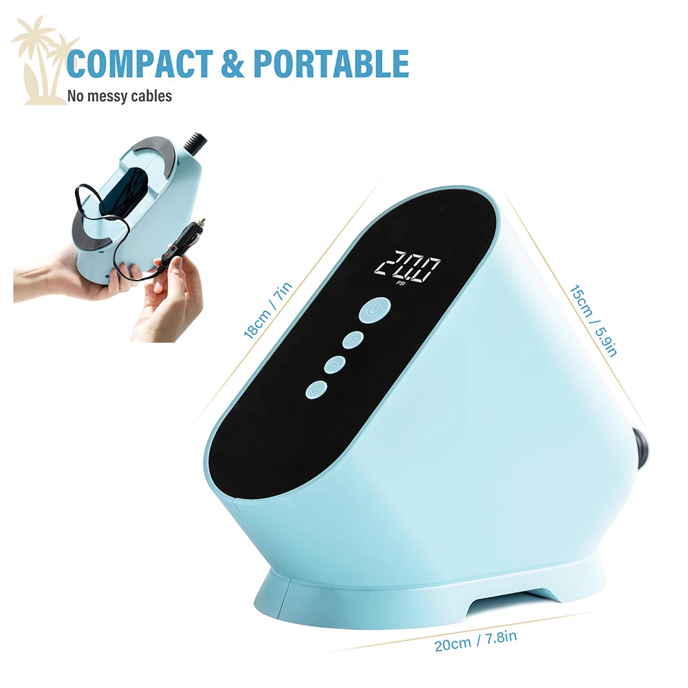 CYCPLUS D10 20PSI SUP Pump Inflatable Air Pump 12V Electronic Air Inflator For Outdoor Paddle Board Kayak Boat Accessory - Blue 6 CYCPLUS D10 20PSI SUP Pump Inflatable Air Pump 12V Electronic Air Inflator For Outdoor Paddle Board Kayak Boat Accessory - Blue - Image 6