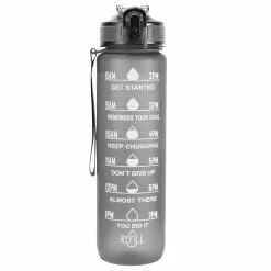 OOLACTIVE GF-1202 34oz Water Bottle with Straw Motivational Water Bottle with Time Marker - Black