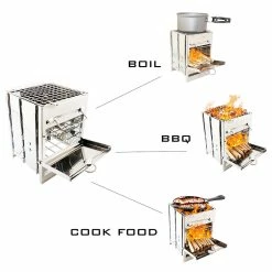 Outdoor Barbecu Grill Stainless Steel Foldable for BBQ, Cook Food, Boiling - Silver -CN Sports & Outdoors Sales Outdoor Barbecu Grill Foldable for BBQ Cook Food Boiling 498285 5