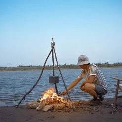 Qvien Camping Triangular Hanging Pot Bracket Portable Tripod Ring for Picnic 10 Qvien Camping Triangular Hanging Pot Bracket Portable Tripod Ring for Picnic -CN Sports & Outdoors Sales Qvien Camping Triangular Hanging Pot Bracket Portable Tripod Ring 513541 4