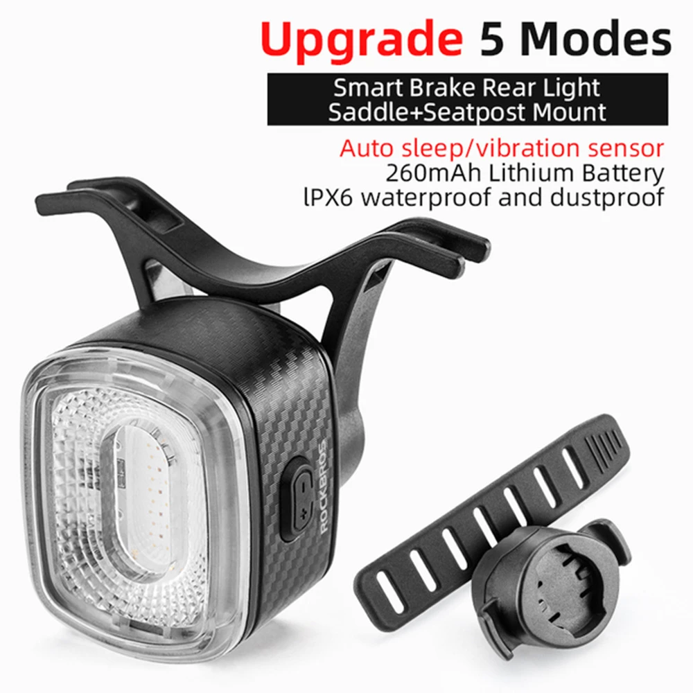 ROCKBROS Q4 Bike Taillight Smart Auto Brake Sensing USB Light IPX6 Waterproof Rechargeable Rear Light 2 ROCKBROS Q4 Bike Taillight Smart Auto Brake Sensing USB Light IPX6 Waterproof Rechargeable Rear Light - Image 2