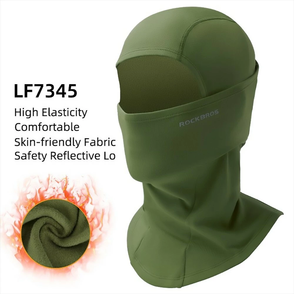 ROCKBROS Snowboard Face Mask Windproof Warm Outdoor Thermal Fleece Ski Mask Breathable Unisex for Camping, Skiing - Army Green 2 ROCKBROS Snowboard Face Mask Windproof Warm Outdoor Thermal Fleece Ski Mask Breathable Unisex for Camping, Skiing - Army Green - Image 2