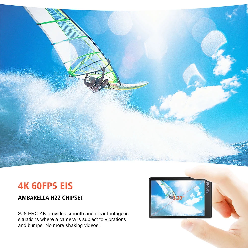 SJCAM SJ8Pro Sports & Action Camera 4K/60FPS Waterproof, WiFi Remote Control Sports DV FPV Camera - Black 6 SJCAM SJ8Pro Sports & Action Camera 4K/60FPS Waterproof, WiFi Remote Control Sports DV FPV Camera - Black - Image 6