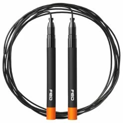 FED Double Bearing Steel Wire Rope Skipping Adjustable Speed Self-locking Design - Black